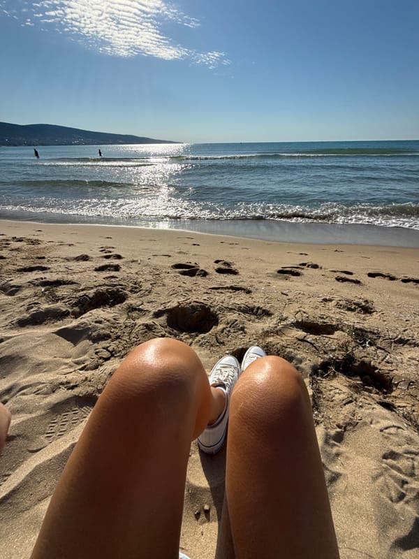 Relaxed morning on the Black Sea beach in Nesebar