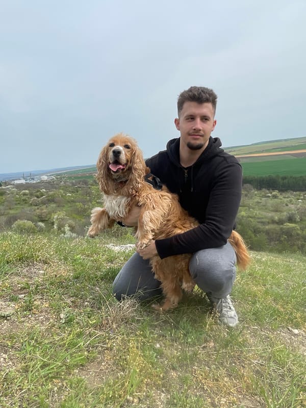 Man with dog spotted in grassy area near Razgrad
