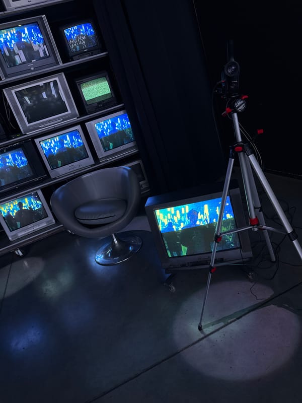 Vintage TV display with static images documented in Moscow
