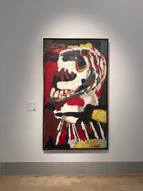 Abstract painting displayed in Madrid art gallery