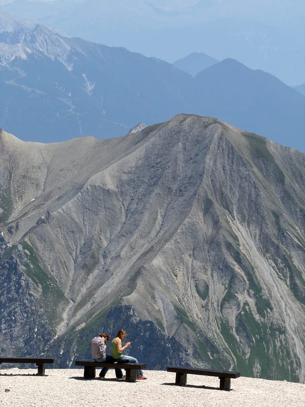 Afternoon break at a Garmisch mountain station, summer 2026