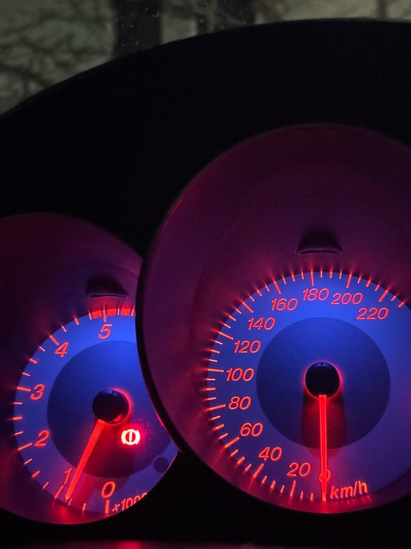 Car dashboard captured showing low speed in Kazanlak Bulgaria