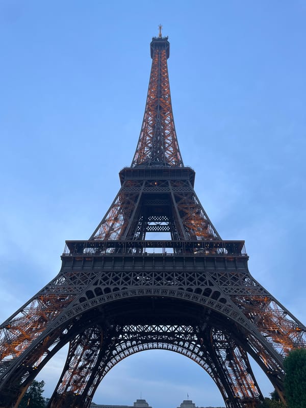 Evening crowds gather at Eiffel Tower on June 7