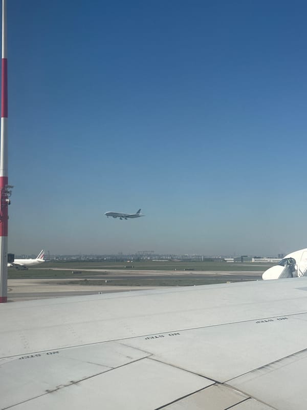 Airport activity captured from aerial view in Tremblay-en-France