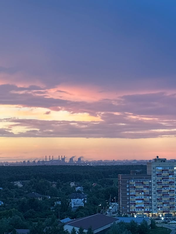 Misaylovo suburb catches a vivid summer evening sunset