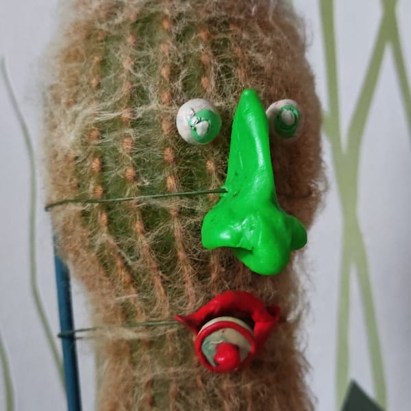 Decorated cactus with clay face spotted in Russian village