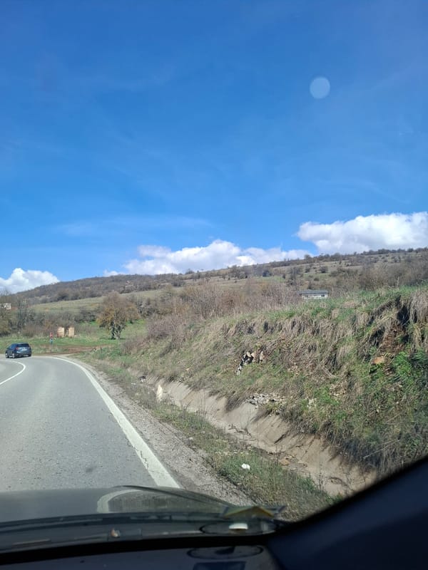 Vehicle journey documented through rural Bulgaria Sunday morning