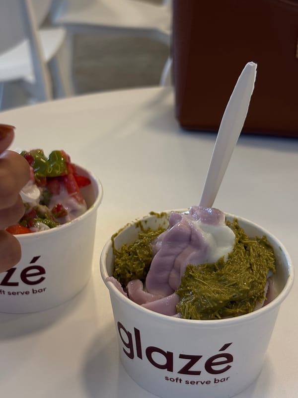 Colorful soft-serve cups at a dessert bar in Boca del Río