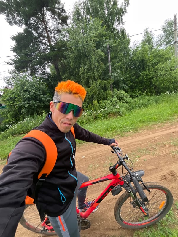 Early morning cycling adventure with coffee break in Chaikovsky