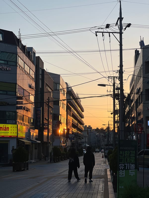 Woman takes street selfies in Daegu, South Korea