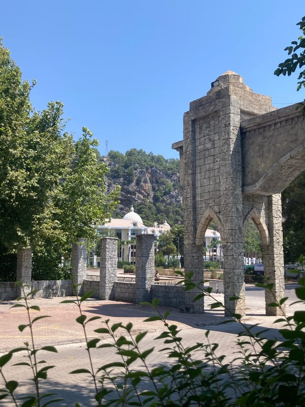 Ancient stone arches in sunny Kemer, Turkey