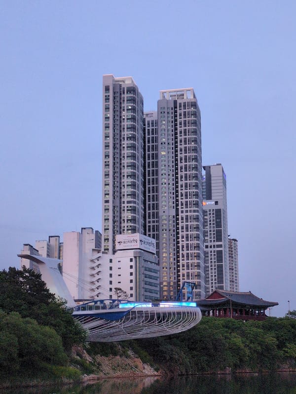 Modern apartment buildings photographed in Ulsan, South Korea