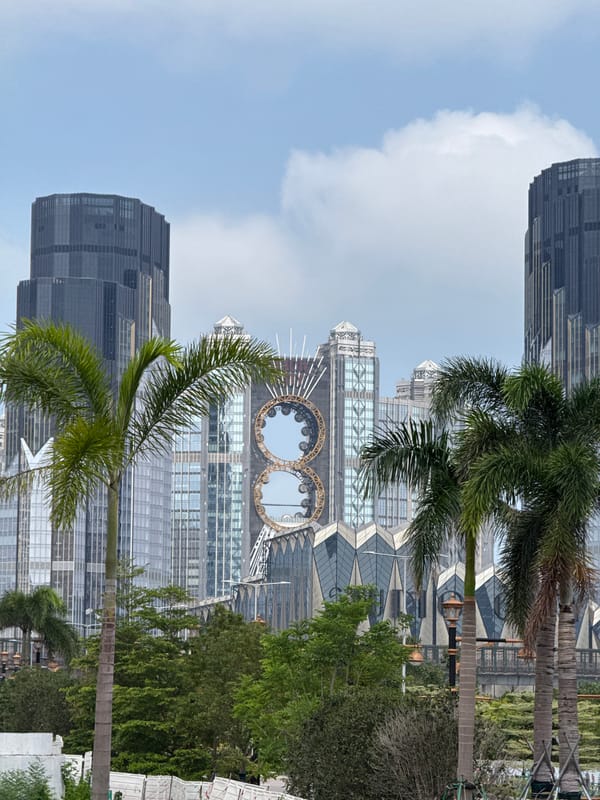 Studio City's iconic Ferris wheel photographed in Macao skyline