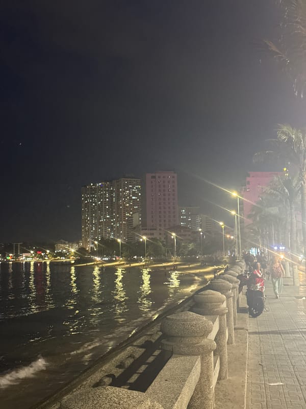 Nha Trang street life, coastline, and landmarks across one morning