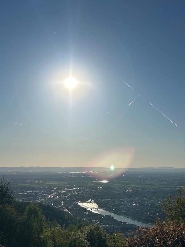 Panoramic Neckar valley view captured from Heidelberg vantage point