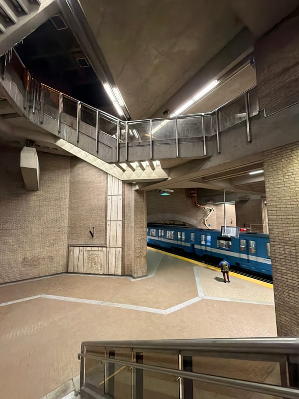 Blue metro train observed at Montreal station platform