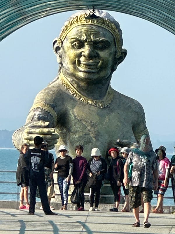 Woman takes beach selfies at Ao Lukyon, Thailand