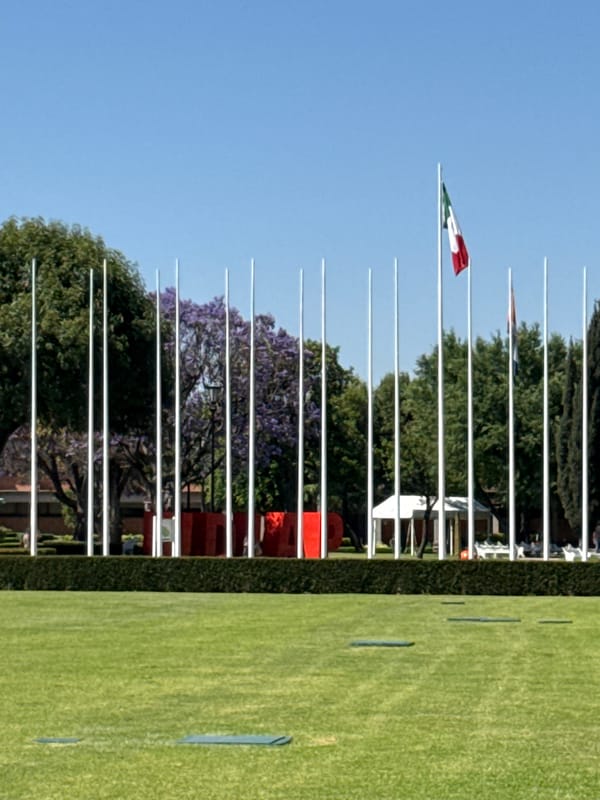 Campus scenes documented in San Andrés Cholula with mountain backdrop