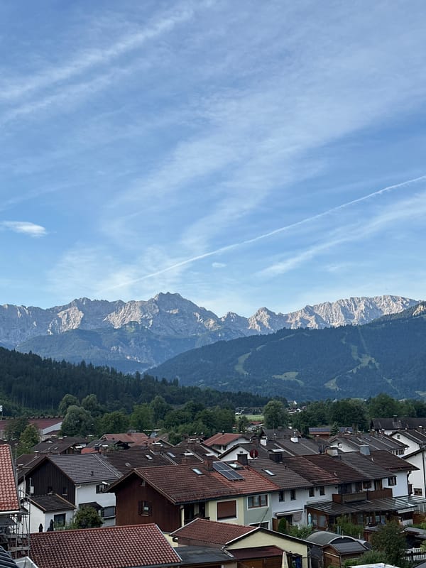 Alpine morning in Garmisch-Partenkirchen, coffee, views, and lawn work