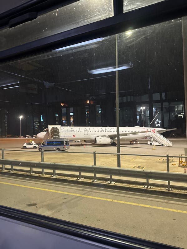Turkish Airlines aircraft parked at Varna Airport, evening ground stop