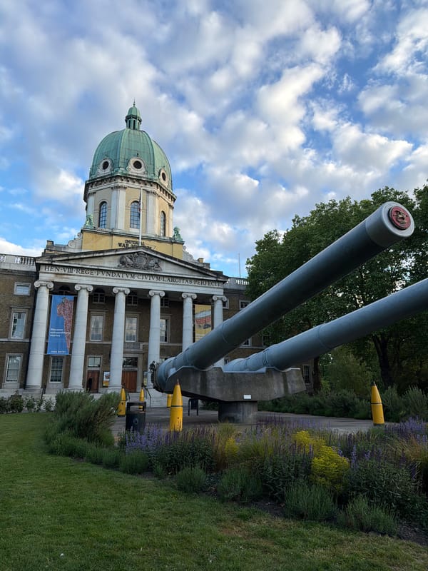 Imperial War Museum documented in London evening