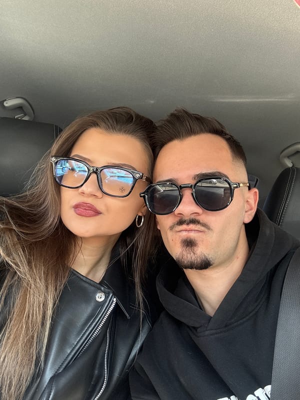 Couple takes car selfie in Sofia