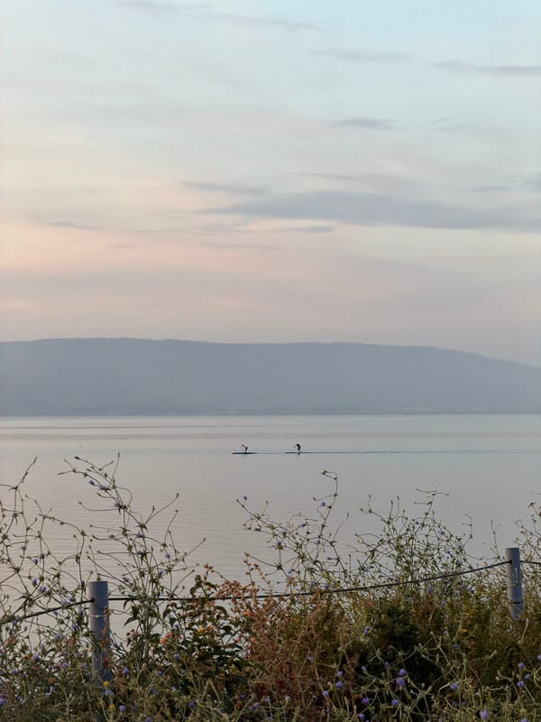 Sunset documented along Sea of Galilee waterfront in Israel
