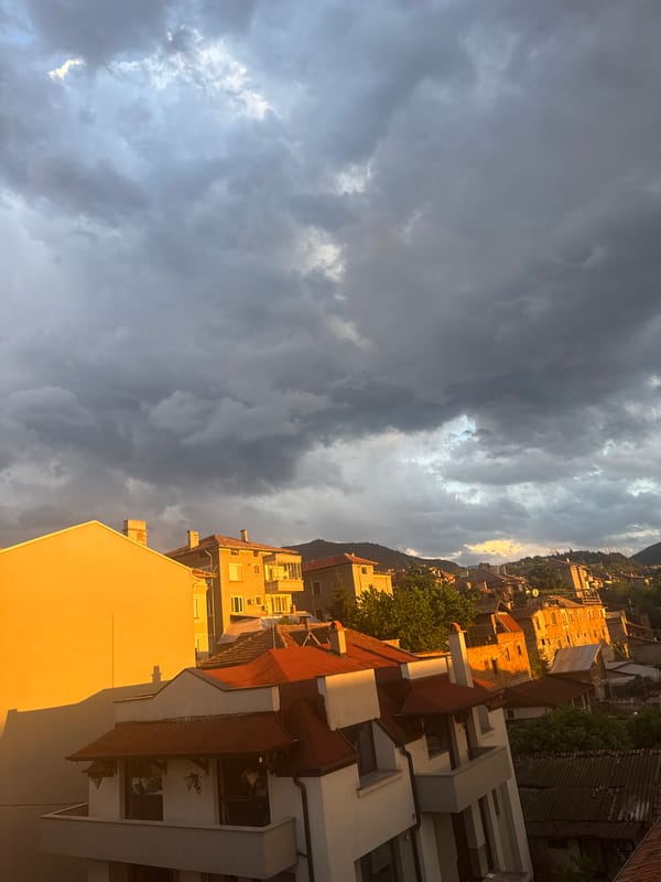 Storm clouds and sunset captured over Asenovgrad, Bulgaria
