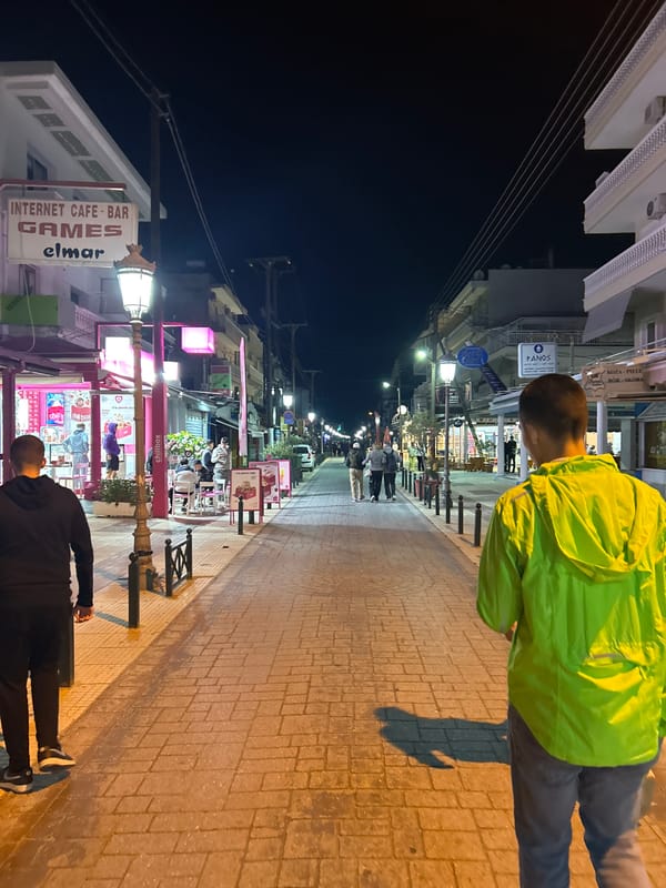 Evening ice cream outing captured in Katerini, Greece
