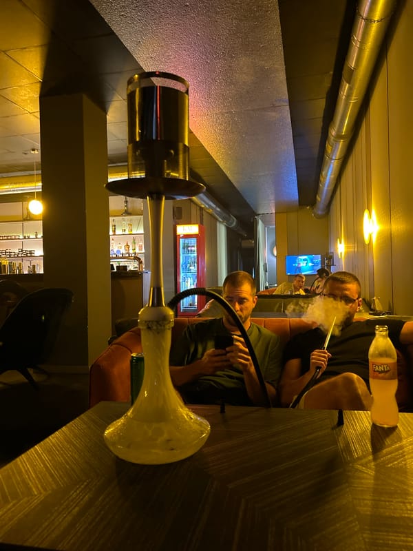 Evening at a Batumi lounge bar, inside and out