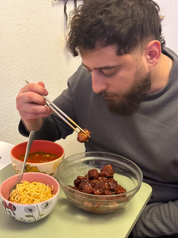 Man documents dinner and casual moments in Strasbourg apartment