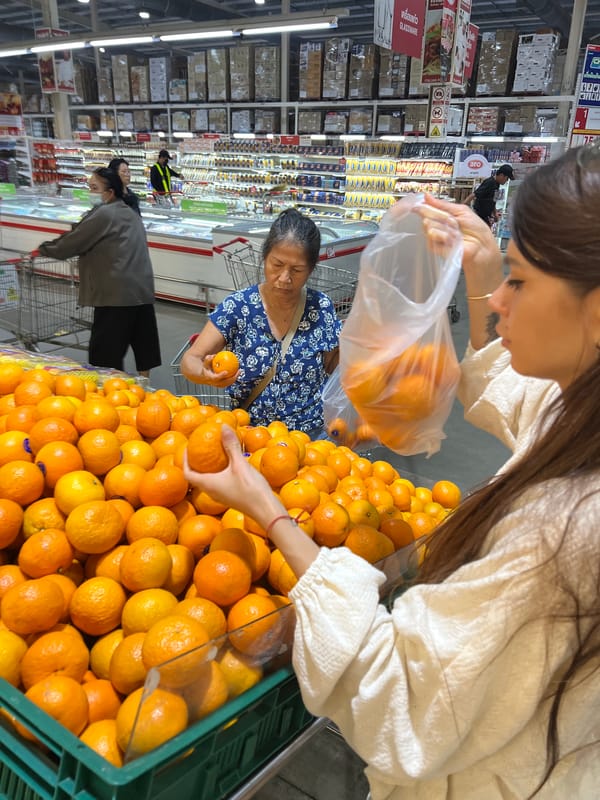Morning grocery shopping documented at Thailand supermarket