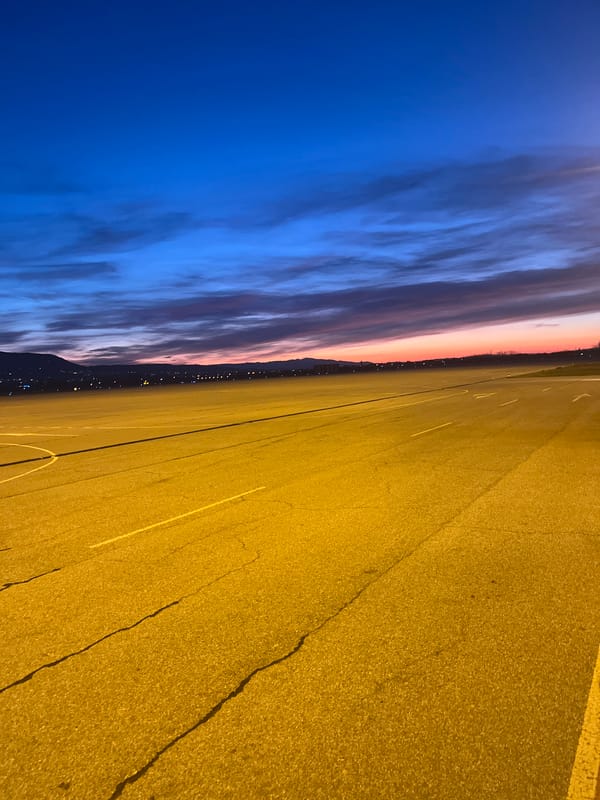 Sunset to evening transition documented at Plovdiv Airport, Bulgaria