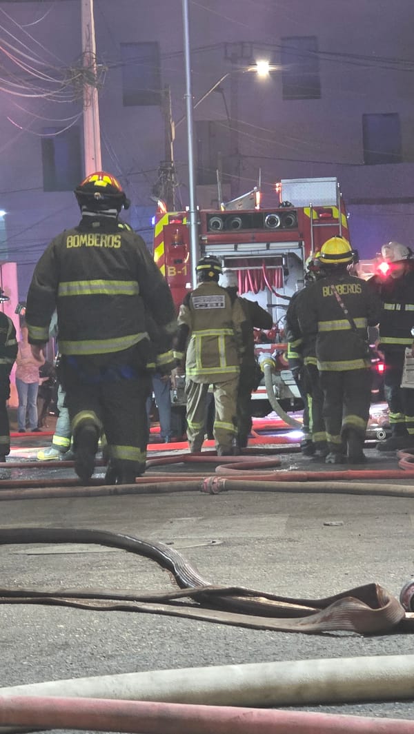 Firefighters respond to nighttime incident in Iquique, Chile