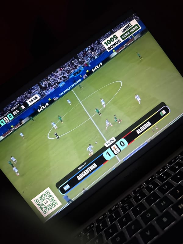 Argentina vs. Algeria World Cup match streaming on a laptop in Nigeria