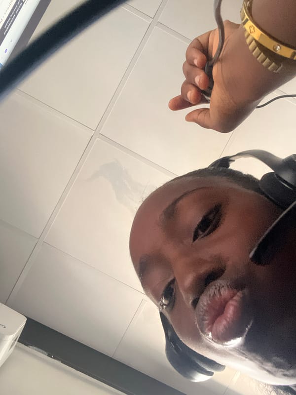 Person with headphones photographed multiple times in Karum, Nigeria
