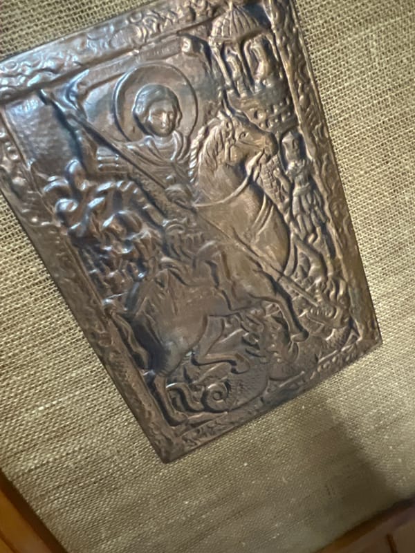 Metal plaque with religious figures documented in Asenovgrad