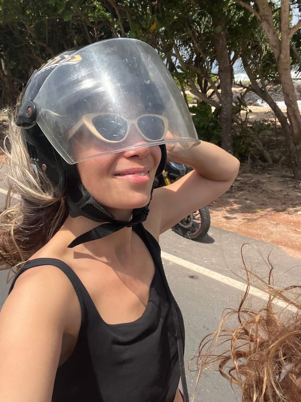 Coastal motorcycle ride and beach stop in Midigama, Sri Lanka