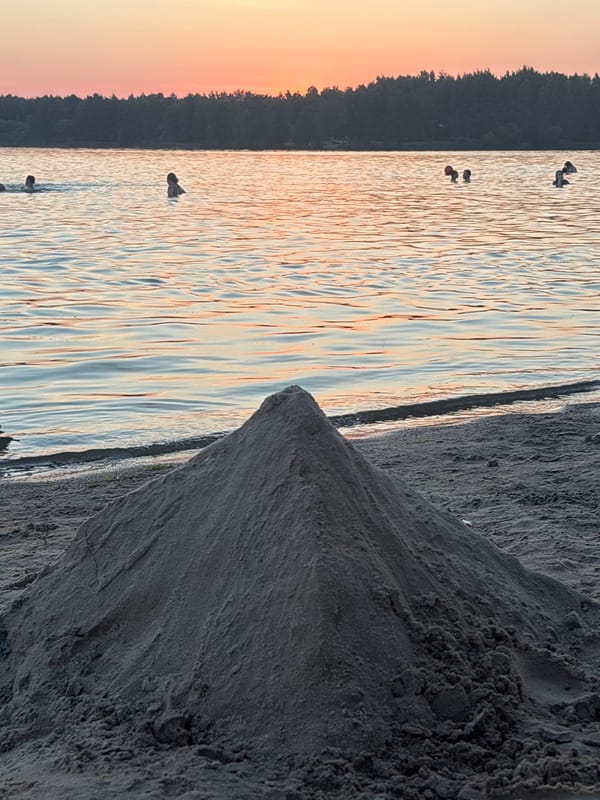 Summer swim session at sunset, with scattered city and nature asides