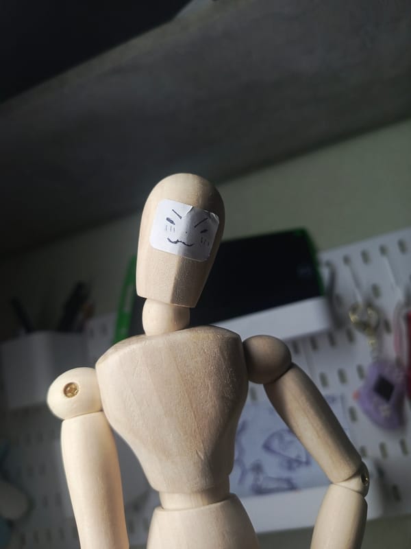 Domestic Life Captured: Earbuds, Plush Toys, Cat, Art Mannequin