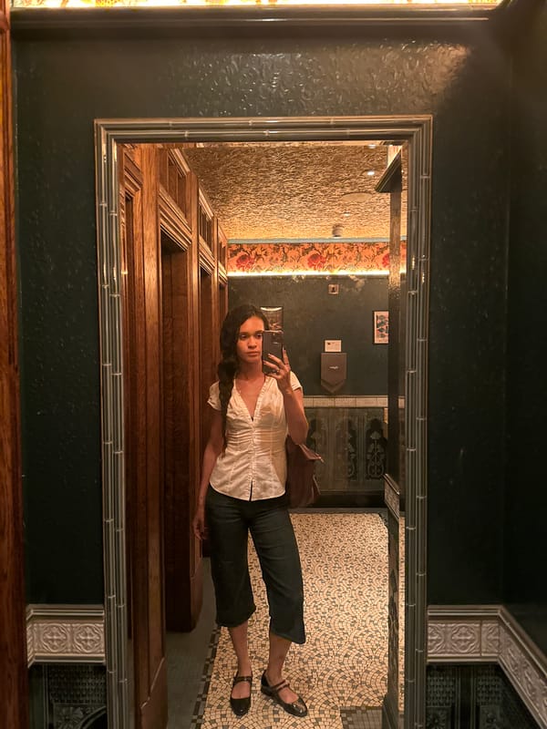 Woman Takes Mirror Selfie in London Enclosed Space
