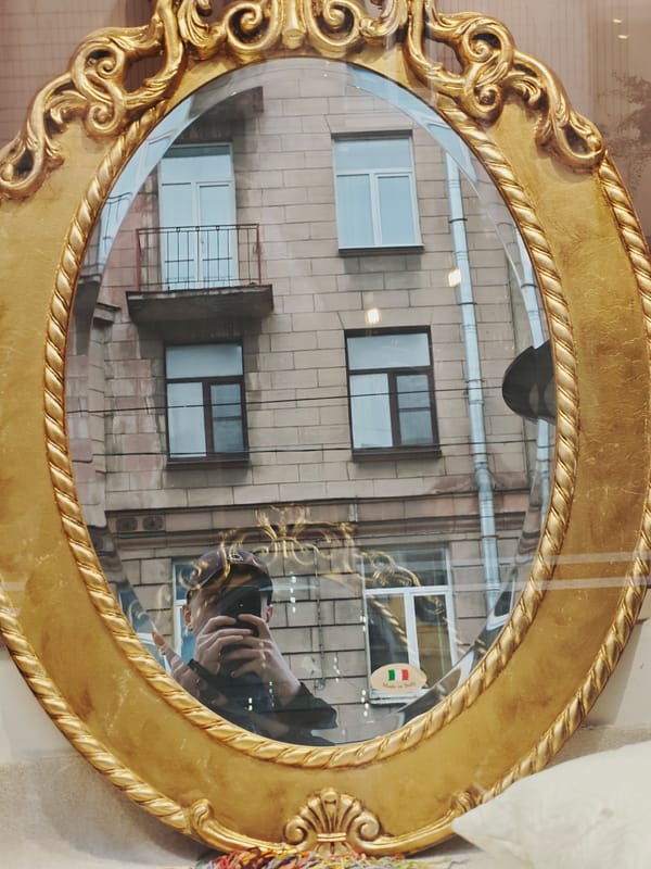 Rainy afternoon on ornate streets of a Russian city