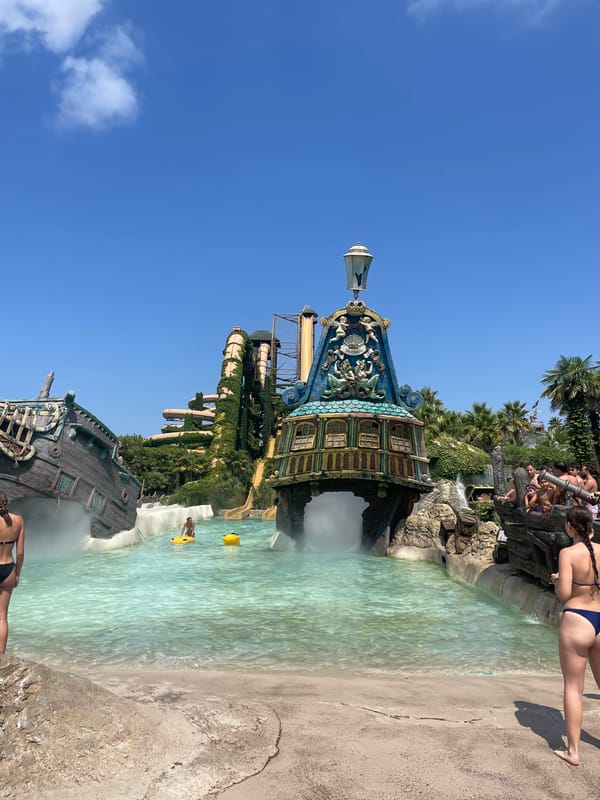 Sunny day at a Jesolo water park, poolside