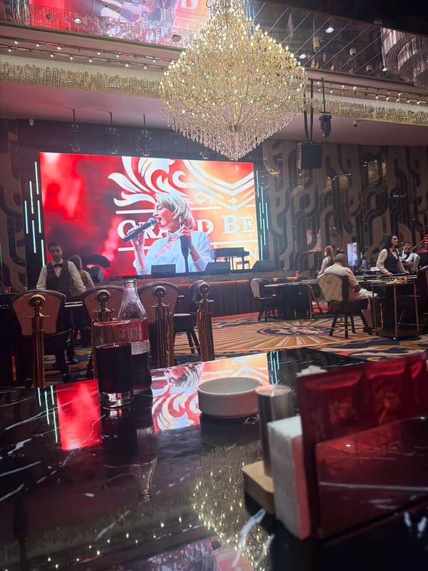 Witness captures upscale entertainment venue with crystal chandelier