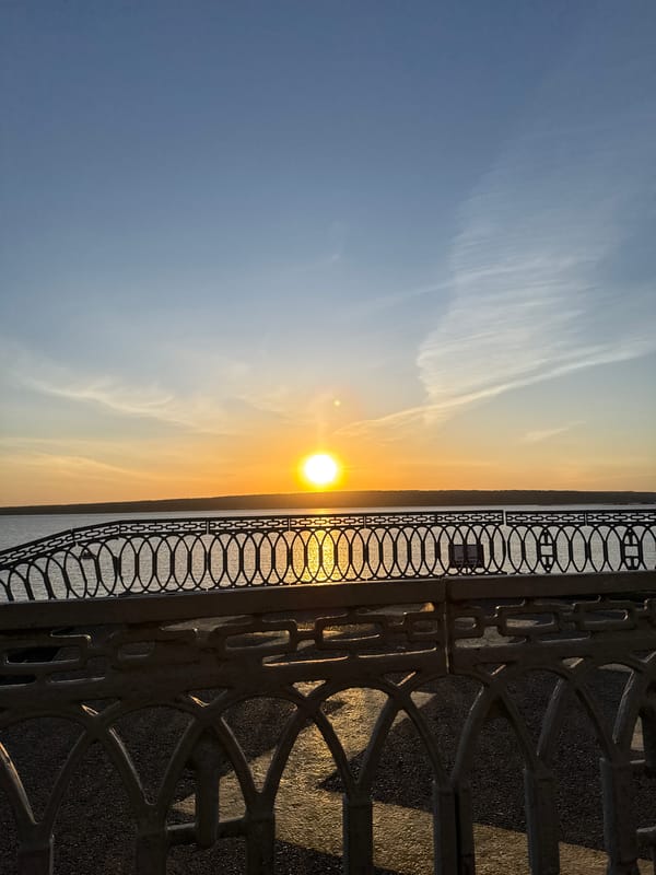 Sunset captured over Kama River in Naberezhnye Chelny, Russia