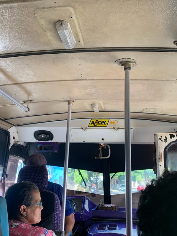 Passenger documents routine bus journey in La Asuncion, Venezuela