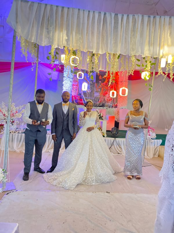 Wedding celebration held in Wang, Nigeria with dancing and speeches