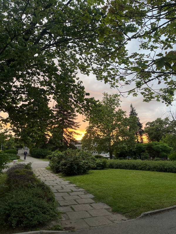 Sunset scenes documented across Ruse, Bulgaria parks and cityscape