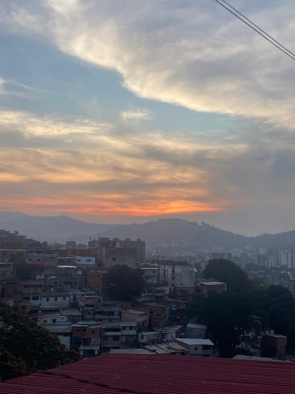 Sunset views captured across Caracas neighborhoods during evening hours