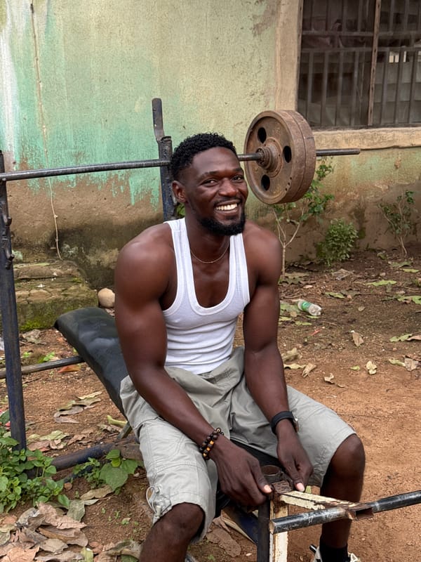 Makeshift outdoor gym, full workout session, Akwanga Nigeria